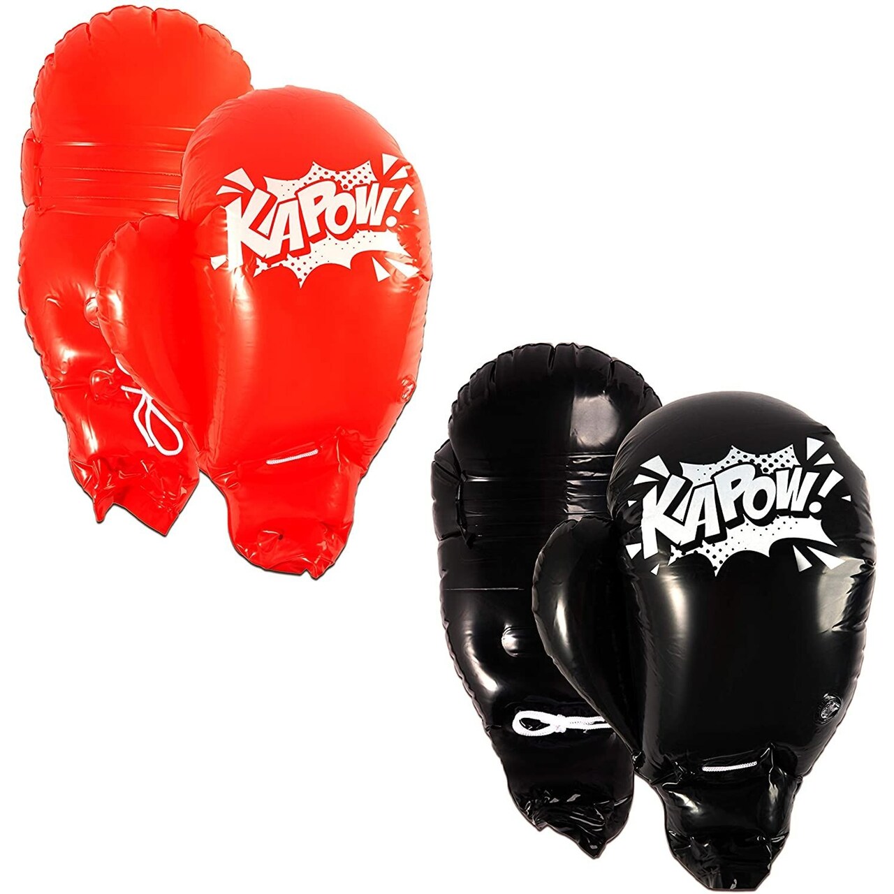 Inflatable Boxing Gloves for Kids (15 x 20.5 in, Black, Red, 2 Pairs)